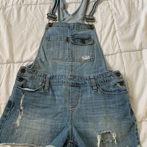Distressed Denim Overalls